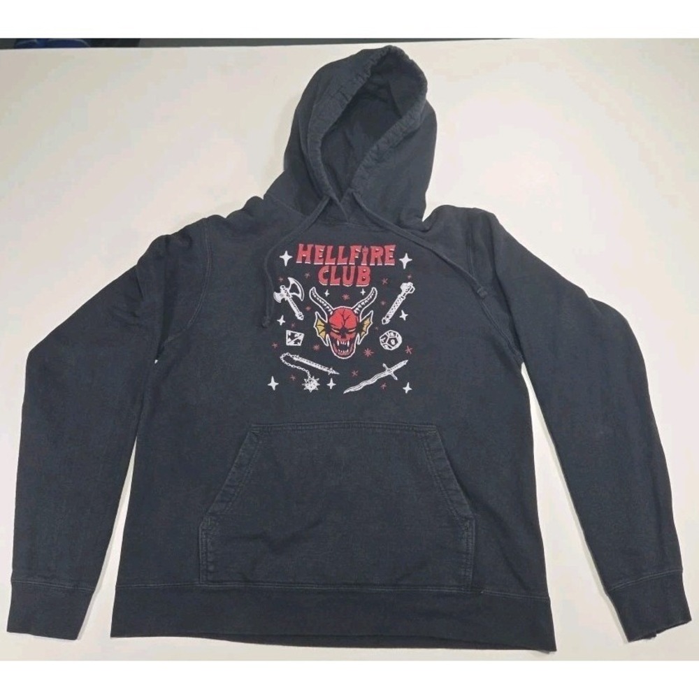 Stranger Things Hellfire Club Hoodie Sweatshirt Mens Medium Black Netflix